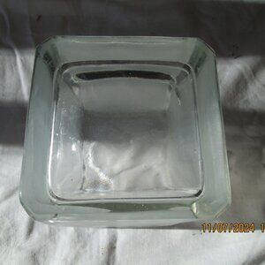 Heavy Frosted Glass 4" Square Flower Vase 4.5” high